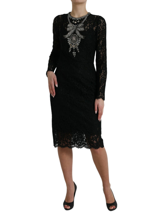 Dolce & Gabbana Elegant Crystal-Embellished Sheath Dress
