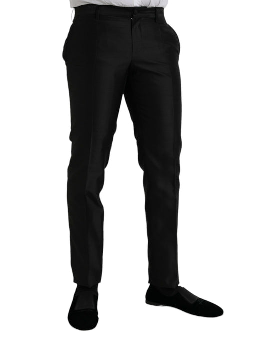 Dolce & Gabbana Black Silk SlimFit Dress Formal Pants