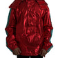 Dolce & Gabbana Red Nylon Hooded Pullover Sweatshirt Jacket