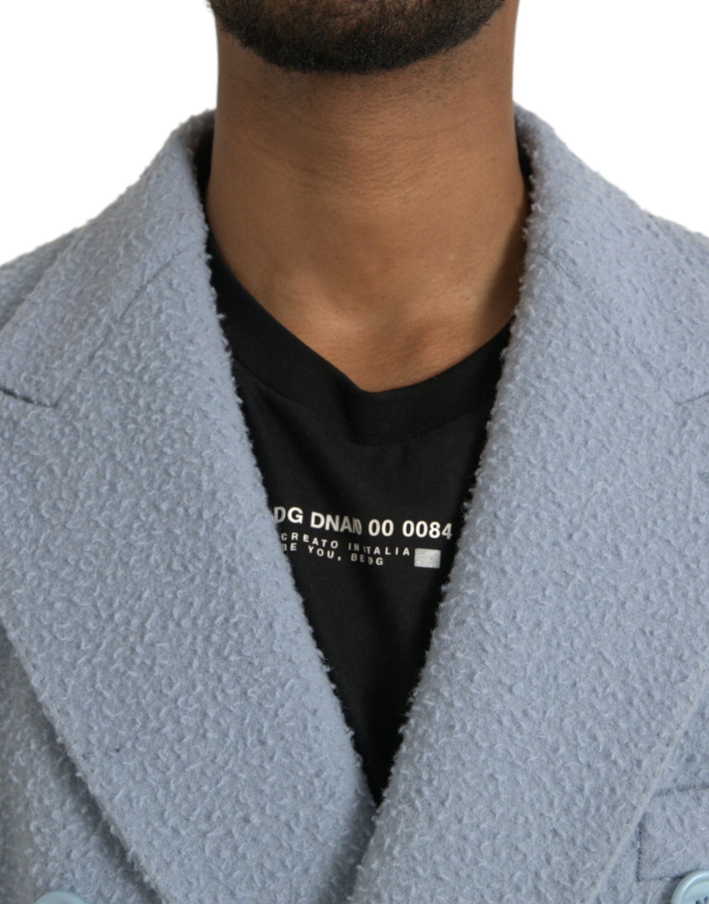 Dolce & Gabbana Blue Double Breasted Long Trench Coat Jacket