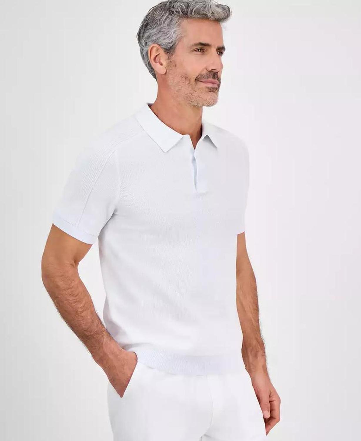 Men's Pointelle Stripe Polo Shirt