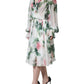 Dolce & Gabbana White Silk Floral Print A-line Midi Dress