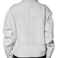 Dolce & Gabbana White Lambskin Leather Biker Coat Jacket