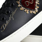Dolce & Gabbana Black Portofino Sacred Heart Sneakers Shoes