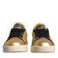 Dolce & Gabbana Gold Portofino Calf Leather Sneakers Shoes