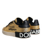 Dolce & Gabbana Gold Portofino Calf Leather Sneakers Shoes