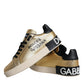 Dolce & Gabbana Gold Portofino Calf Leather Sneakers Shoes