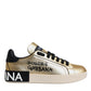 Dolce & Gabbana Gold Portofino Calf Leather Sneakers Shoes