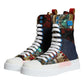 Dolce & Gabbana Multicolor Patchwork Logo High Top Sneakers Shoes