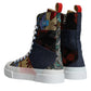 Dolce & Gabbana Multicolor Patchwork Logo High Top Sneakers Shoes