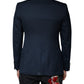 Dolce & Gabbana Blue Wool Logo Single Breasted Coat Blazer