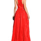 Taffeta Satin Ball Gown Embellished Dress In Red