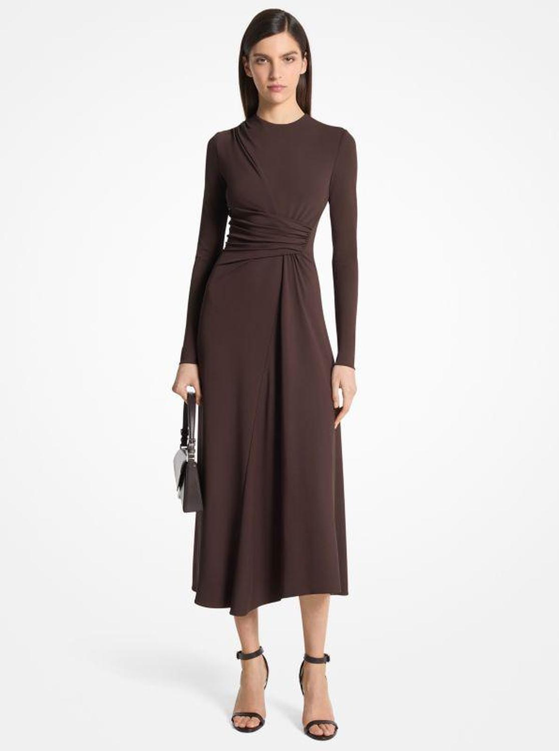 Stretch Matte Jersey Draped Sarong Dress
