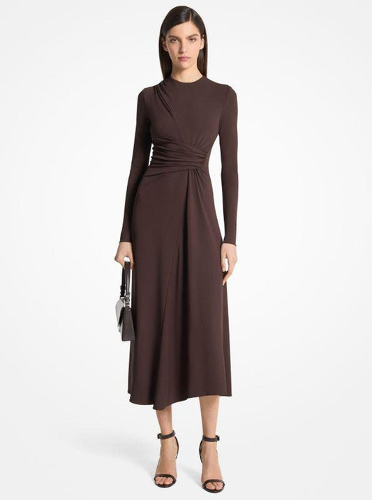 Stretch Matte Jersey Draped Sarong Dress