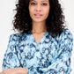 Women's Printed Blouson-Sleeve Midi Dress