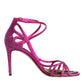 Dolce & Gabbana Pink Strass Ankle Strap Heels Sandals Shoes