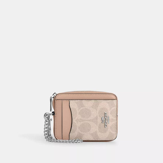 Coach Outlet Zip Card Case In Signature Canvas