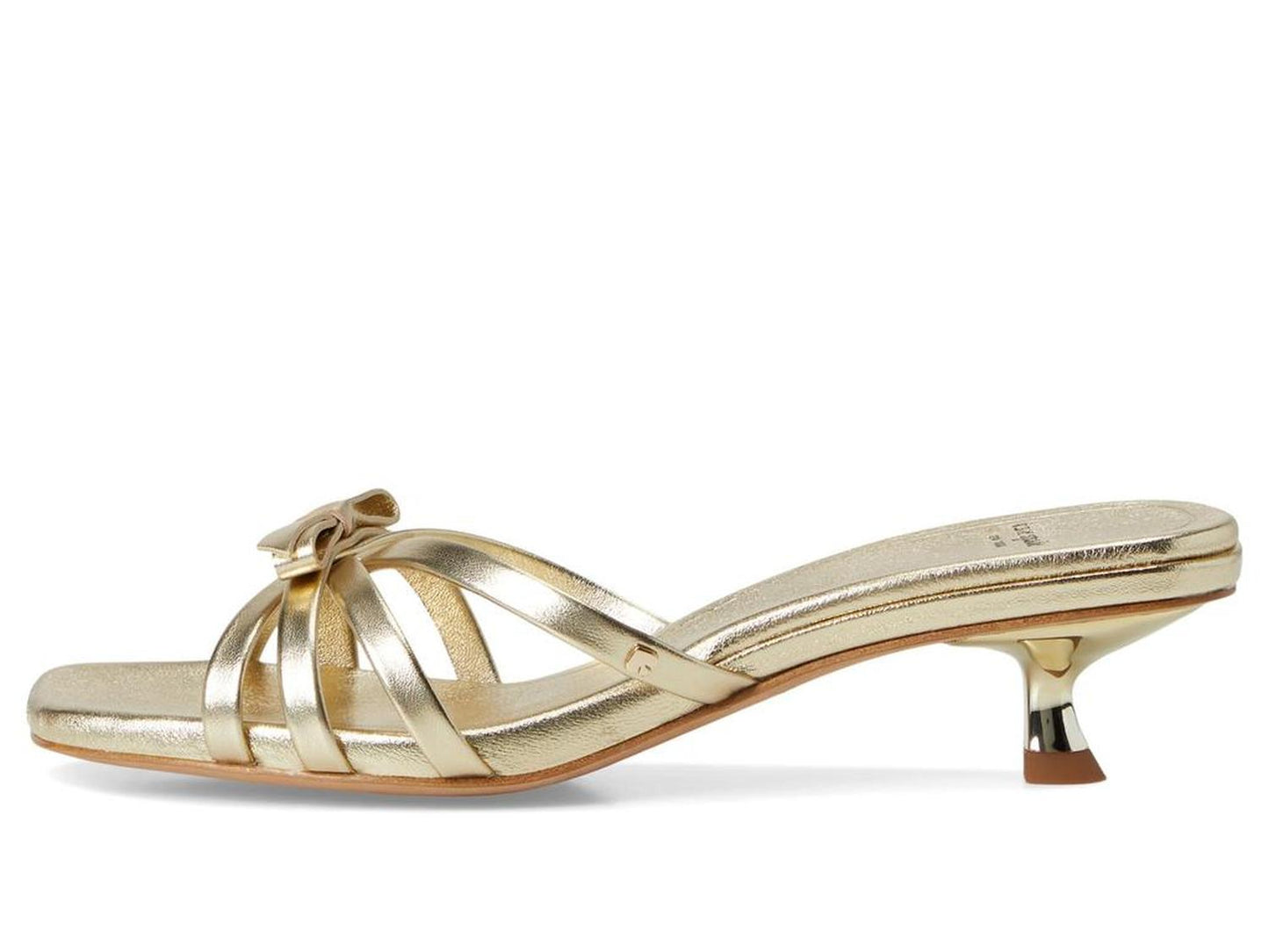 Carolina Metallic Leather Kitten Heel Sandal