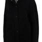 Sportmax Womens Navy Black Color Block Wool Mock Neck Long Sleeve Coat