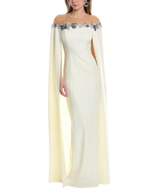 Marchesa Notte Tulle Illusion Cape Effect Maxi Dress Marchesa Notte Tulle Illusion Cape Effect Maxi Dress