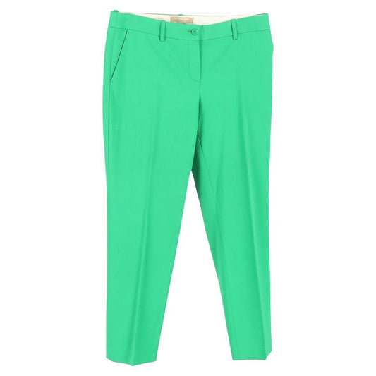 Straight-Leg Trousers in Green Cotton