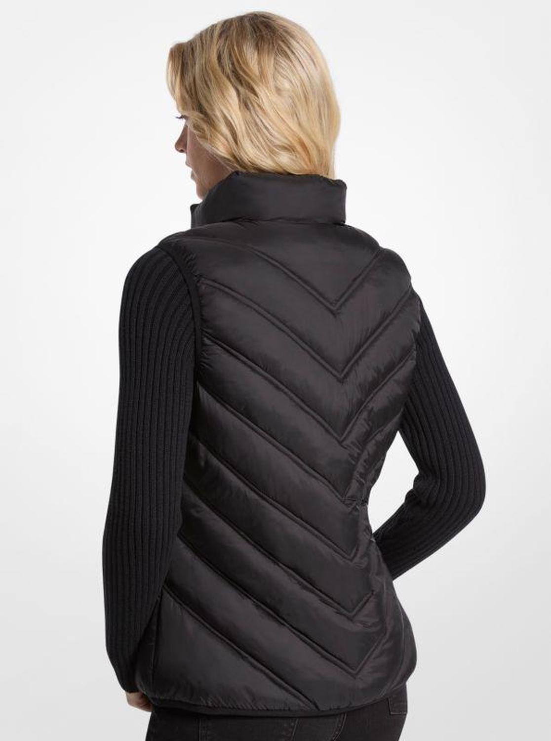 Chevron Quilted Logo Print and Nylon Packable Vest