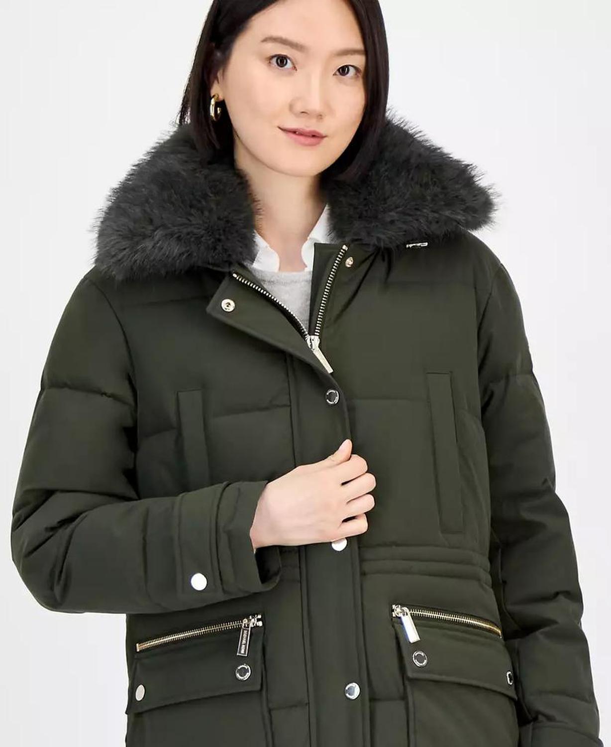 Women's Faux-Fur-Trim Hooded Puffer Coat