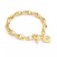 Gold Plated Heart Charm Interlocking Link Bracelets
