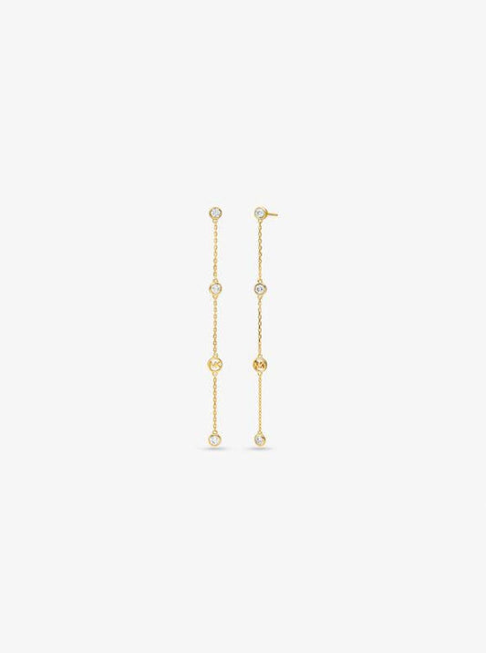 Precious Metal-Plated Sterling Silver Cubic Zirconia Drop Earrings