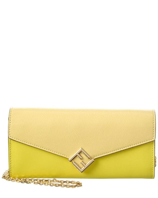 FENDI FF Diamonds Leather Wallet On Chain