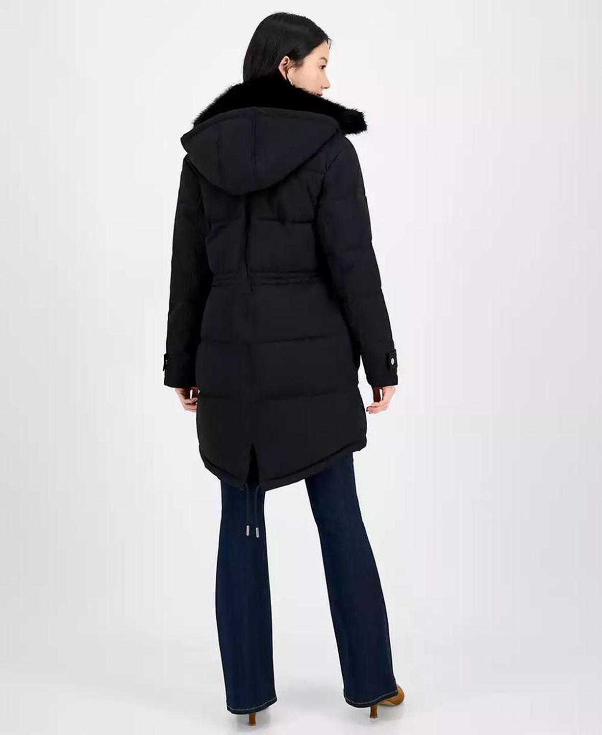 Women's Faux-Fur-Trim Hooded Puffer Coat