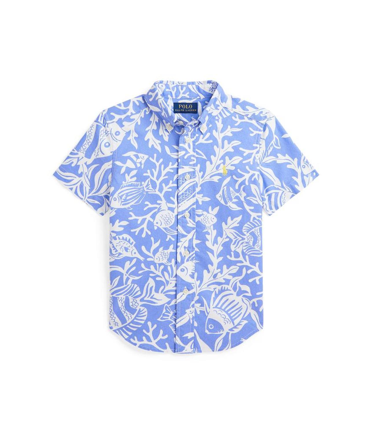 Sea-print Cotton Short Sleeve Shirt (Toddler/Little Kid)