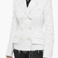 Double-breasted MOZART Cotton Blazer with Raw-cut Bottom