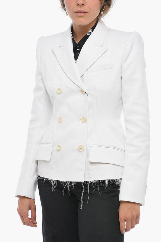Double-breasted MOZART Cotton Blazer with Raw-cut Bottom
