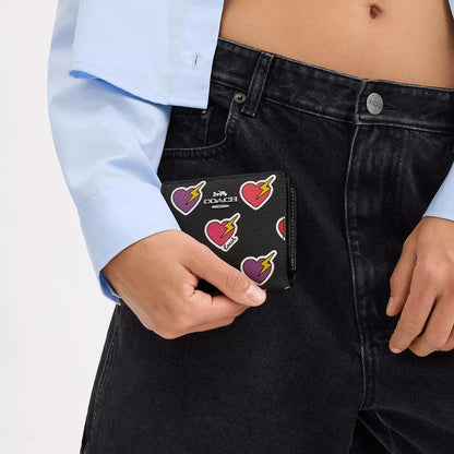Coach Outlet Snap Wallet With Heart Bolt Print