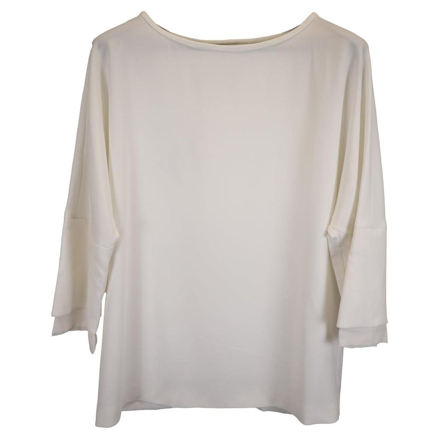 Max Mara Elgar Layered Sleeve Hem Blouse in White Silk Chiffon
