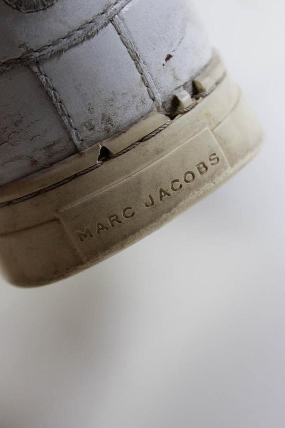 Marc Jacobs Womens Round Neck Lace Up Embellish Rubber Sole Sneaker White