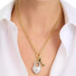 Two-Tone Heart Lock & Key Statement Pendant Necklace, 16" + 3" extender
