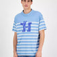Men's Relaxed Fit Short Sleeve Striped Crewneck Logo T-Shirt