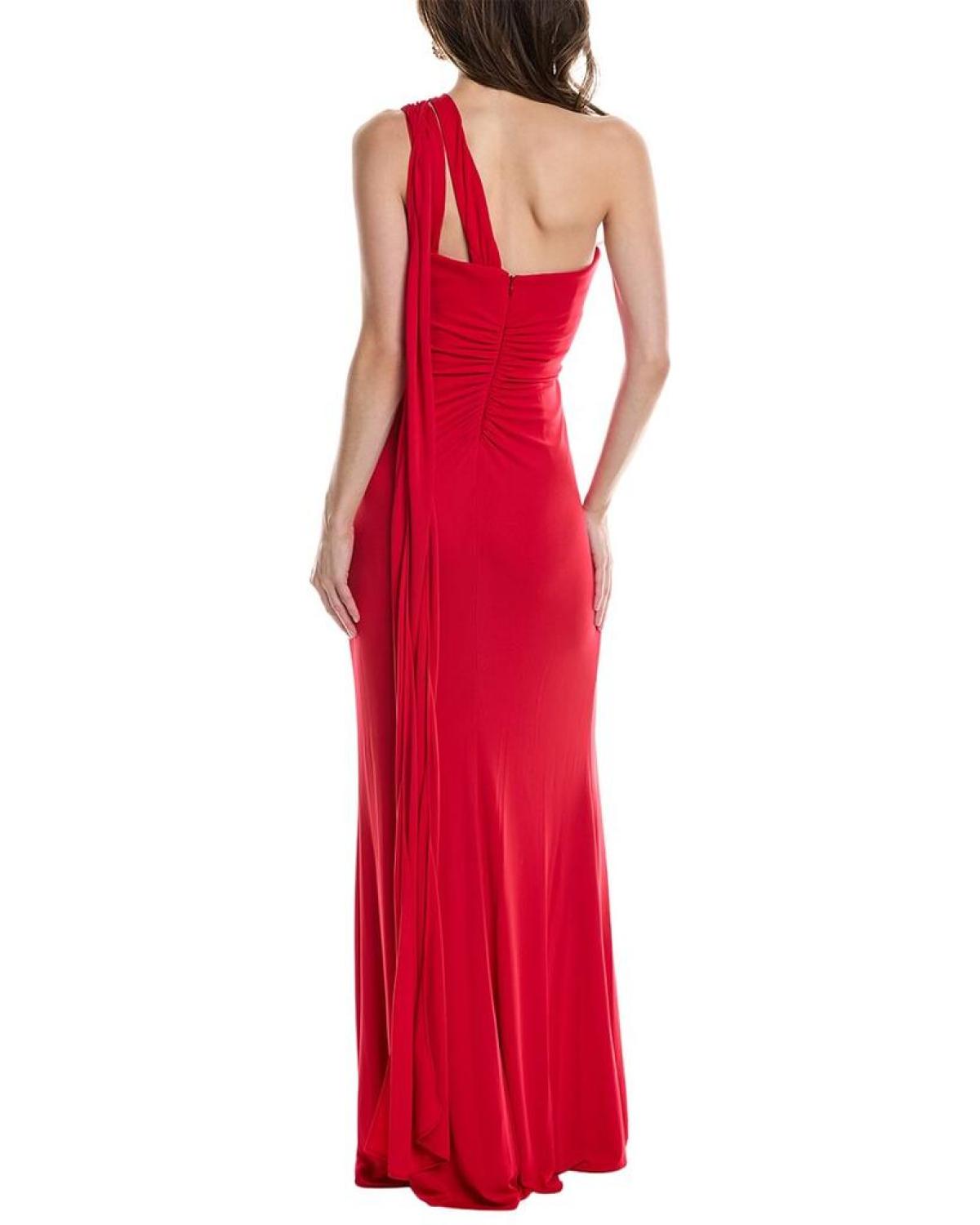 Marchesa Notte Asymmetrical Halter Gown