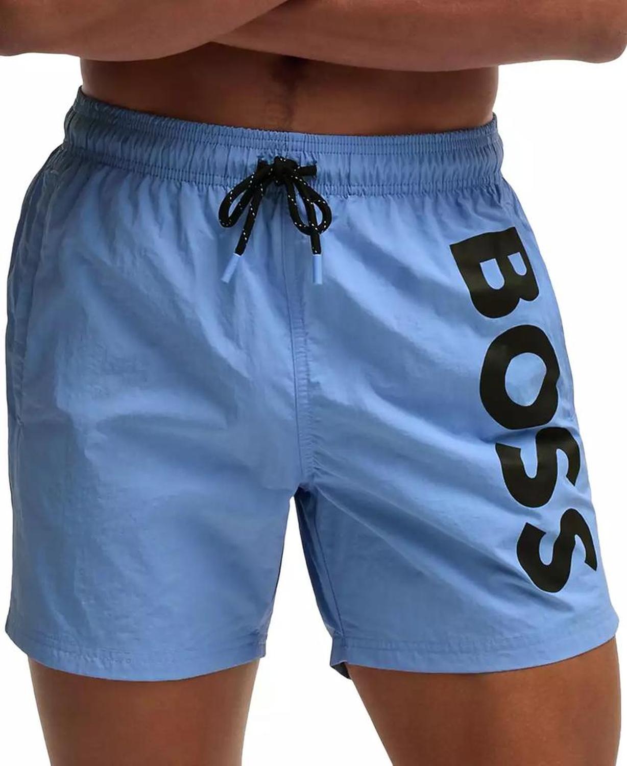 Men's Vertical Logo Print Swim Shorts