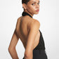 Hand-Embroidered Crystal Stretch Jersey Bodysuit