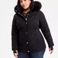 Plus Size Faux-Fur-Trim Hooded Puffer Coat, Exclusively at Macy's