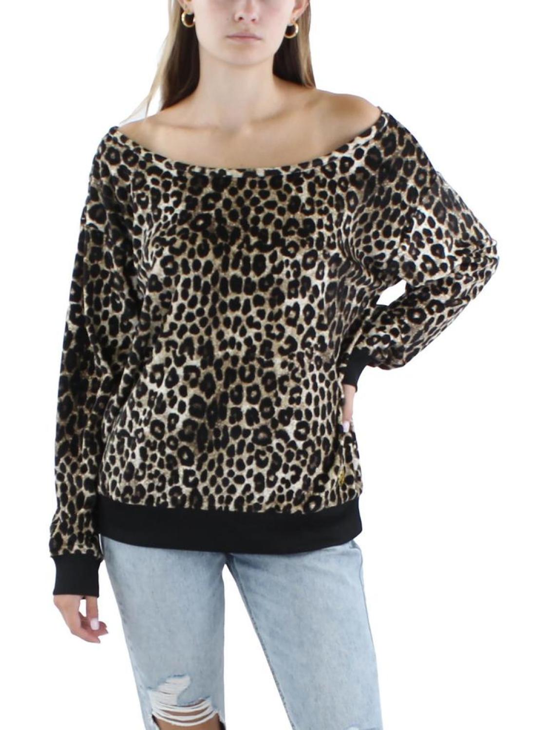Womens Asymmetrical Neckline Long Sleeve Pullover Top