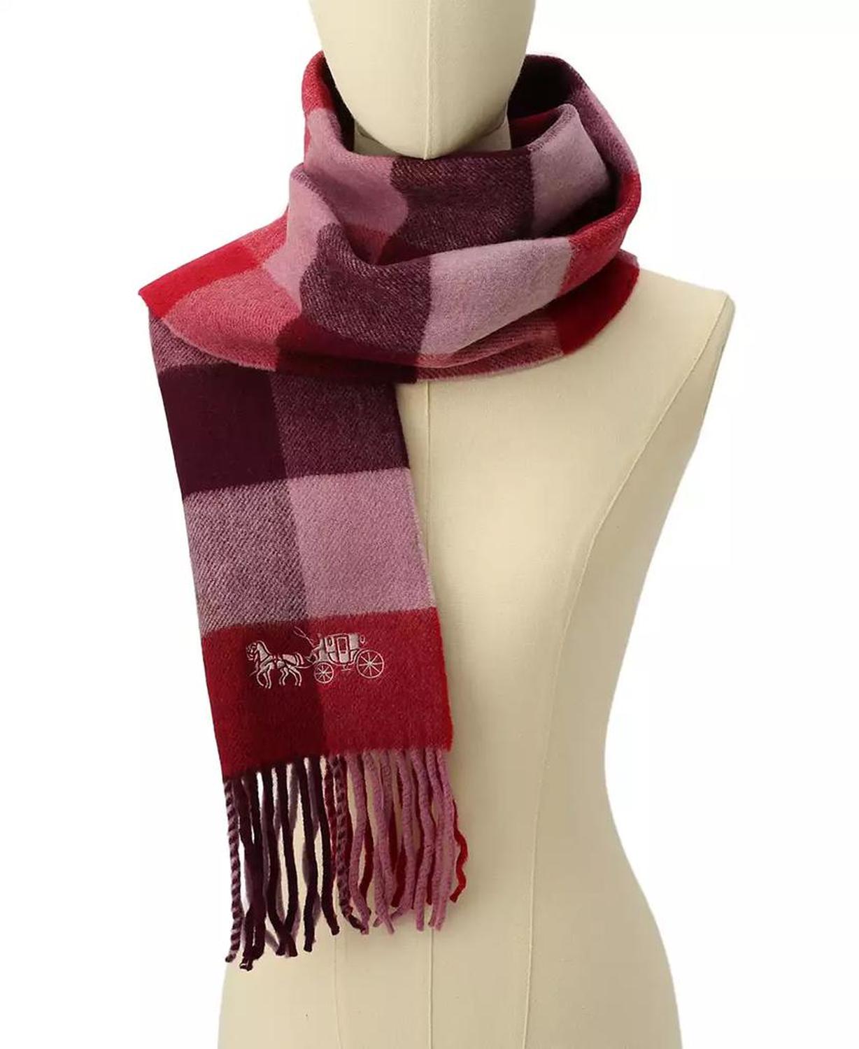 Women's Wool Checkered Fringe-Trim Scarf