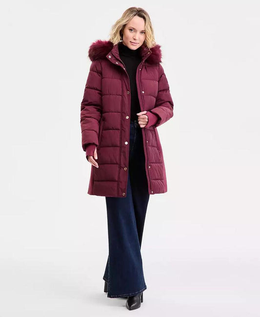 Women's Faux-Fur-Trim Hooded Puffer Coat, Exclusively at Macy's