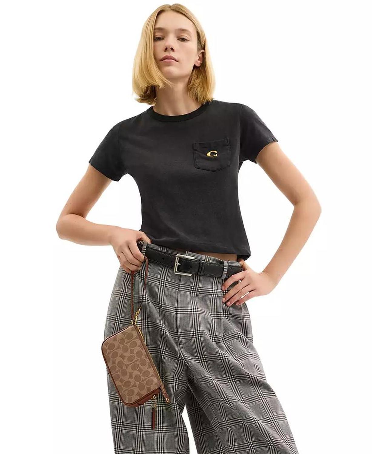 Plaza Mini Signature Canvas Shoulder Bag 18