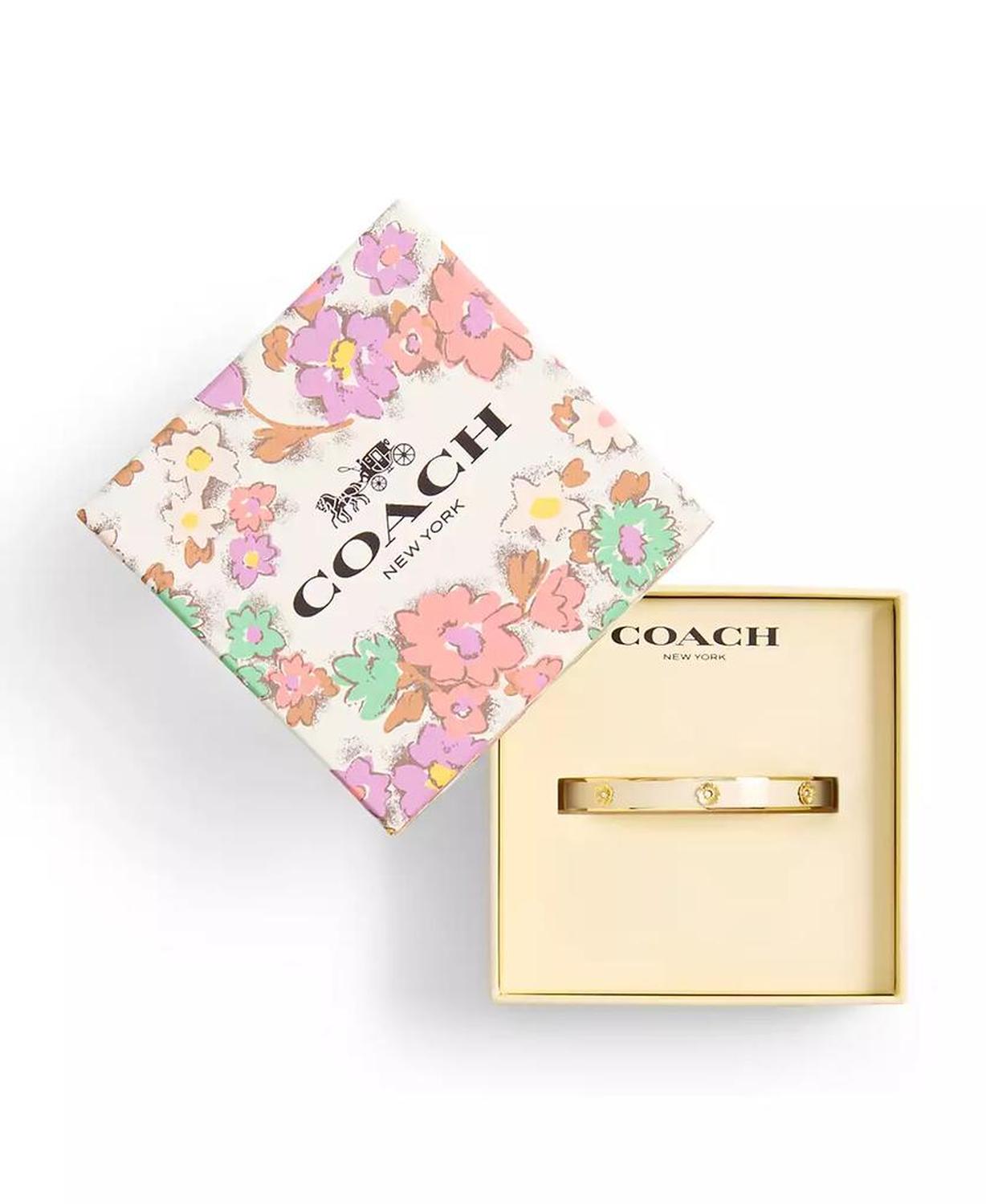 Signature Faux Stone Tea Rose Enamel Bangle Boxed Bracelet