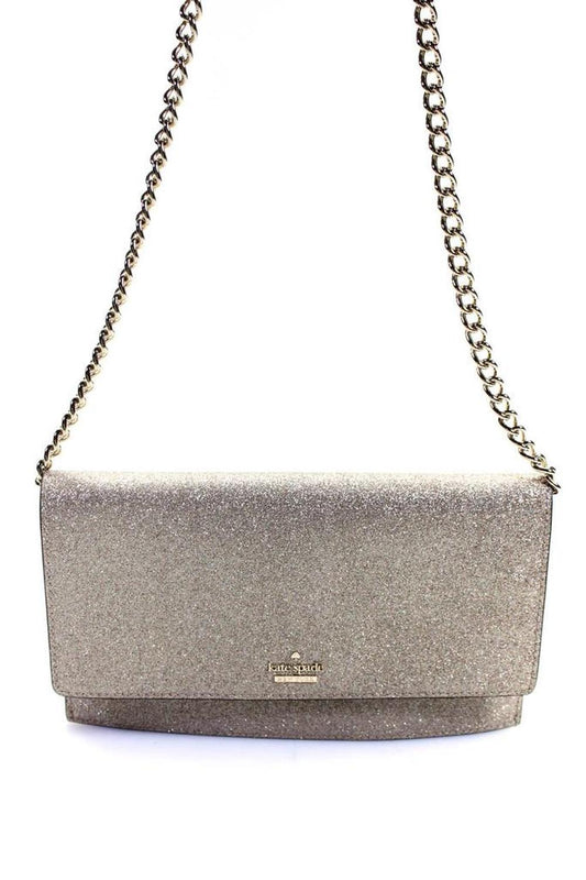 Kate Spade Small Briley Burgess Court Ash Glitter Chain Crossbody Handbag Gold