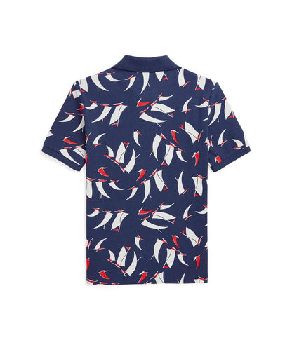 Sailboat-Print Cotton Mesh Polo Shirt (Big Kid)